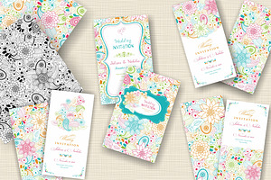 Set of Invitation and patterns, a Card Template by NataLito