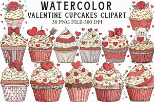 Valentine Cupcakes Clipart, an Illustration by Libby Wishes