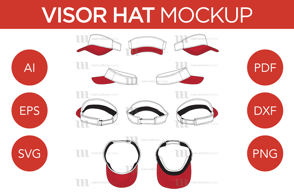 Visor Hat - Vector Template Mockup, a Hat Mockup by Mark Anthony Media (Photo 1 of 4)