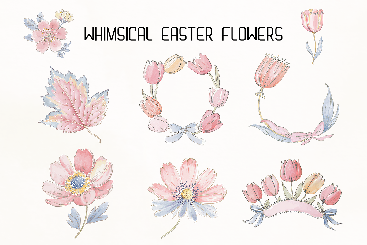 Whimsy Watercolor Soft Spring Easter, a Decorative Illustration by GiraffeCreative (Photo 10 of 21)