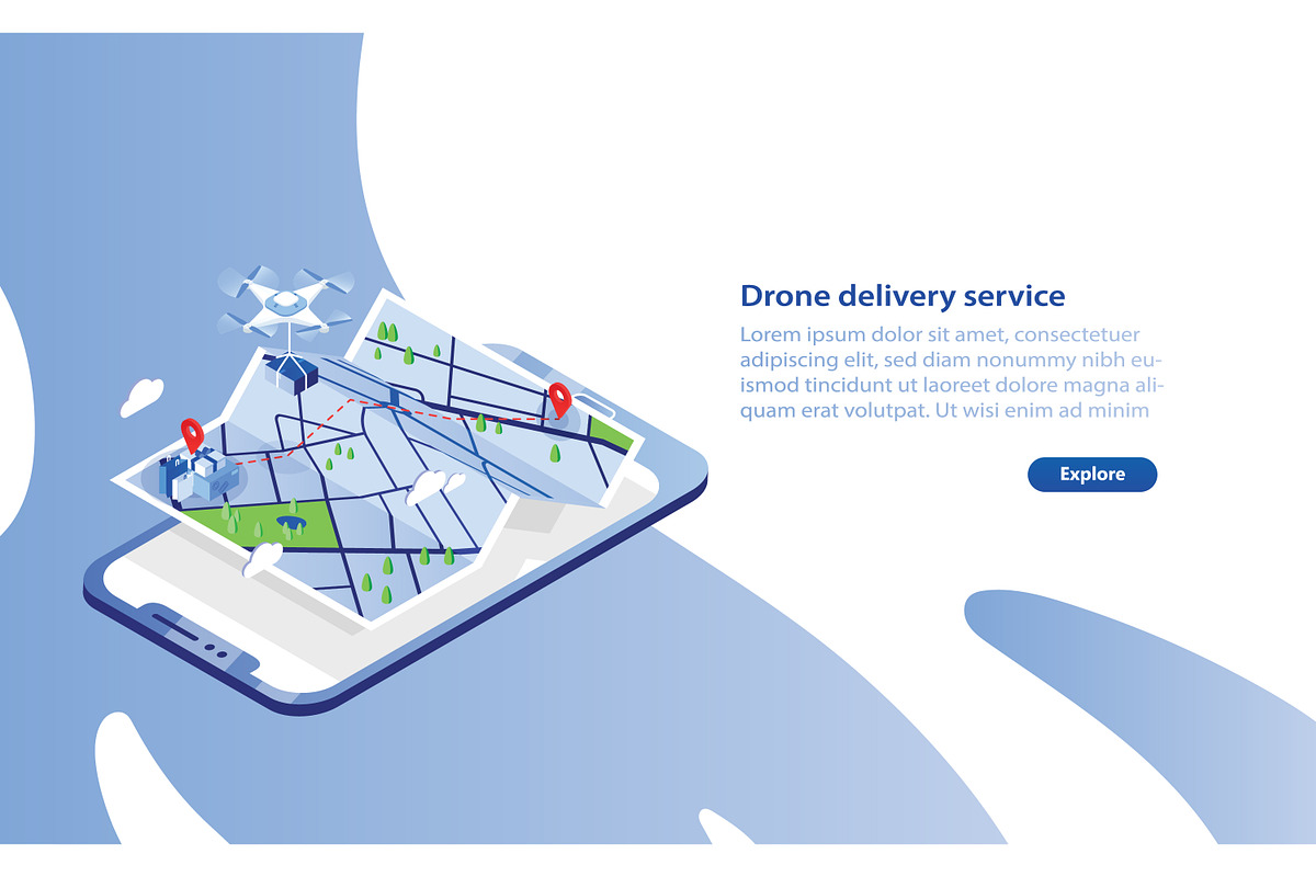 Drone delivery service, a Technology Illustration by Good Studio (Photo 1 of 3)