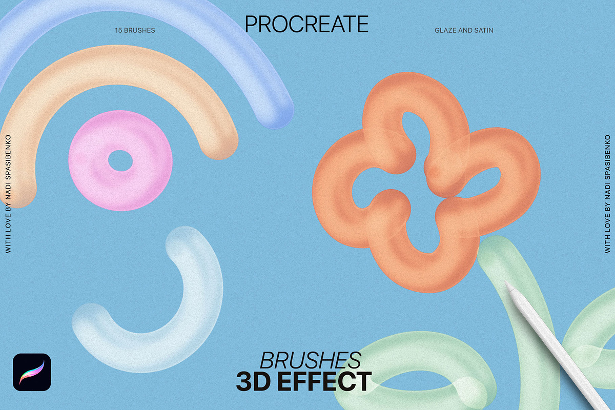 3D effect Procreate Brushes, a Brush Add-On by Spasibenko Art
