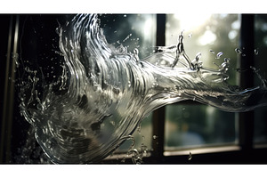 glass spraying water transparent ai, an Abstract Photo by pikepicture