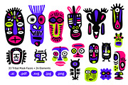 33 Tribal Mask Faces + 26 Elements, a Decorative Illustration by crafty (Thumbnail 2 of 4)