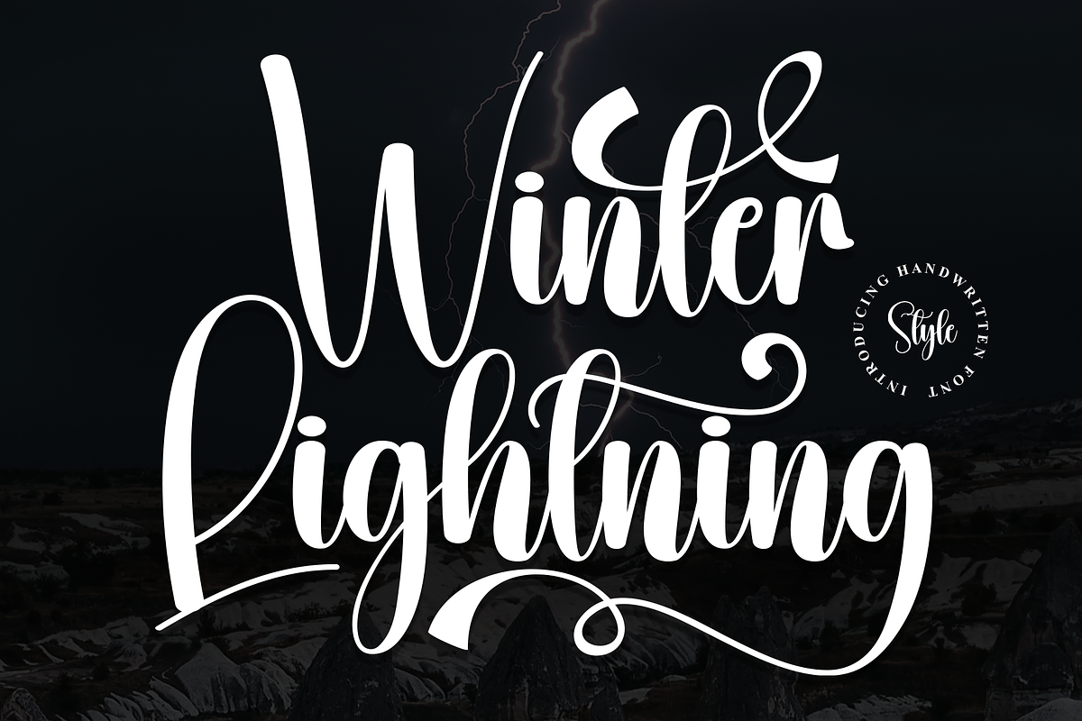 Winter Lightning | Script Font, a Handwritten Font by Scratchones (Photo 1 of 9)