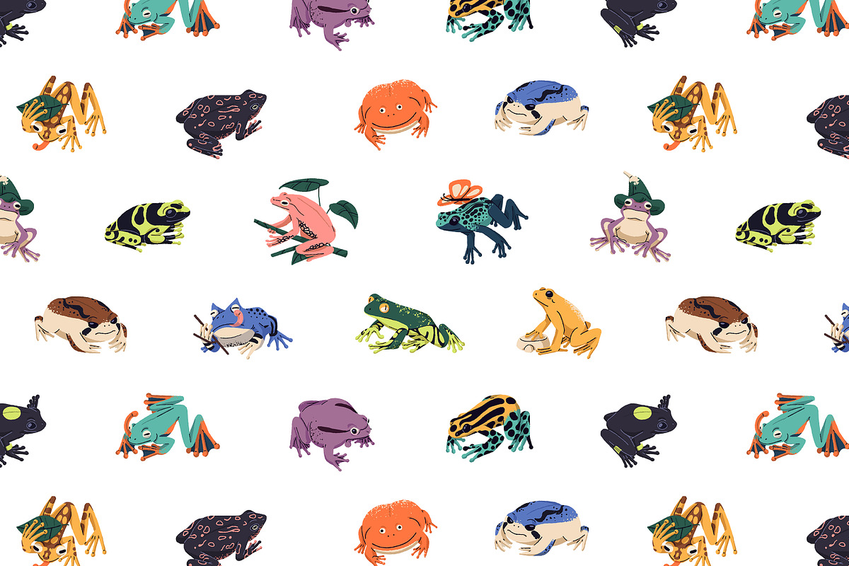 Frogs and toads seamless patterns, a Pattern Graphic by PaperTrident (Photo 4 of 8)