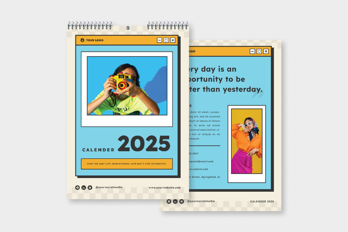 Y2K Retro Wall Calendar 2025 Design, a Stationery Template by twinstd (Photo 3 of 3)