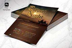 Silent Night Christmas Flyer PSD