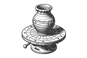 Clay Pot on Pottery Wheel Craft, an Object Illustration by AlexArt