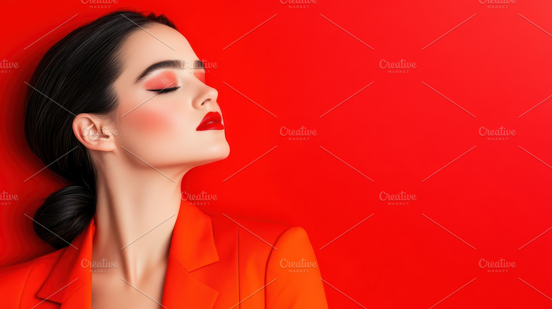 A young woman with dark hair, freckles, and natural makeup gazes expressively w, a Person Photo by Mashimara