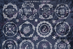 Winter frames ,wreath , snowlakes