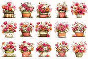 Whimsical Flower Basket Clipart, an Illustration by OK Design (Thumbnail 3 of 6)