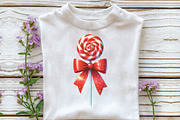 Watercolor Striped Lollipop Bow PNG, an Illustration by CraftArtStudio (Thumbnail 3 of 6)