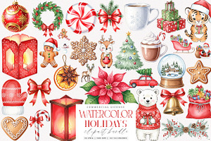 Happy Holidays Christmas Clipart PNG, an Illustration by SinaCreation