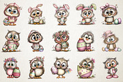 Quirky Easter Owl Clipart Bundle, an Animal Illustration by RobertsArt (Thumbnail 4 of 6)