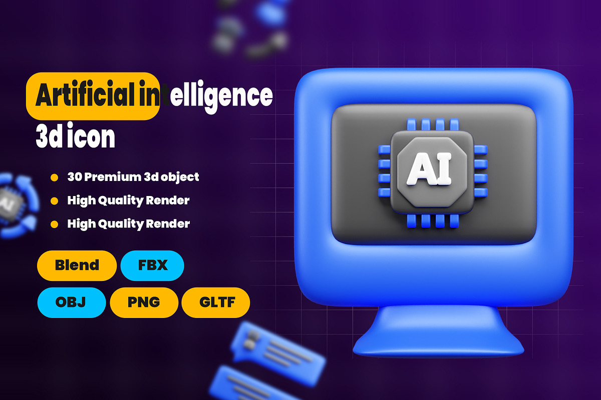 Artificial intelligence 3d Icon Pack, an Object 3D Model by Ui Stock (Photo 6 of 6)