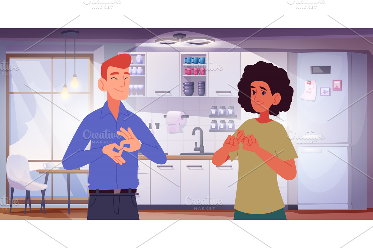 Deaf and dumb. People hands gestures, an Object Illustration by Onyx