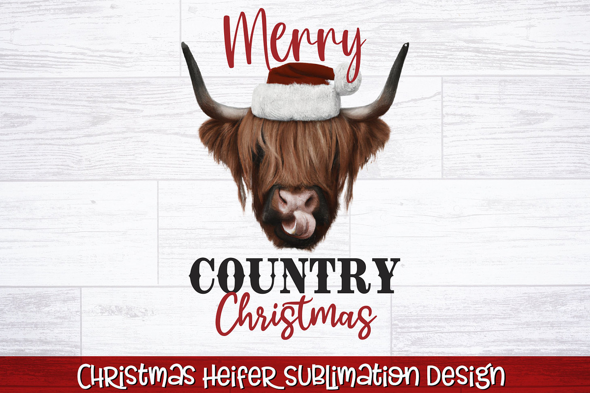 Christmas Heifer Sublimation Bundle, a Seasonal Illustration by RossiGalleria (Photo 2 of 11)