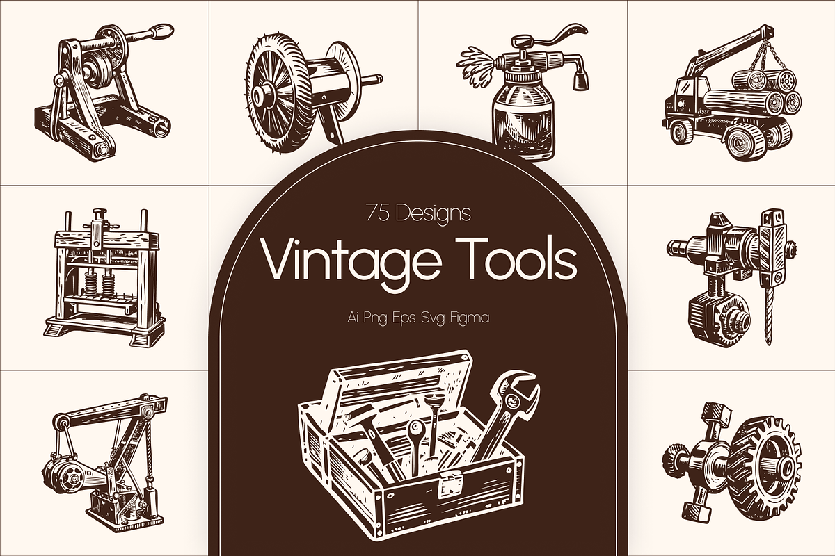 Vintage Tools Illustration Set, an Object Illustration by Prosymbols (Photo 1 of 8)