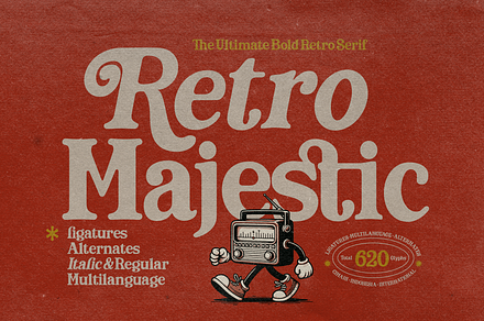 Retro Majestic, a Serif Font by Fortunes Co