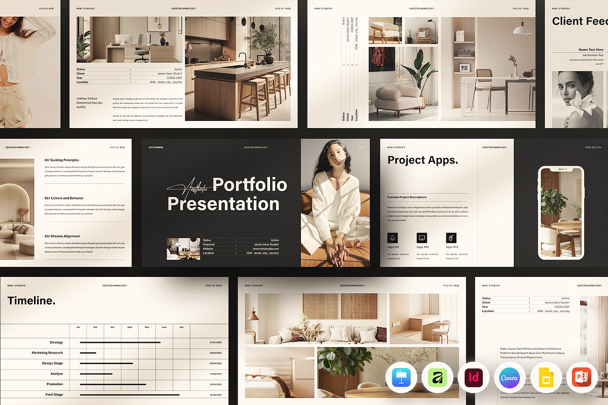 Minimal Aesthetic Portfolio Template, a Presentation Template by ArtisanaAura (Photo 1 of 9)