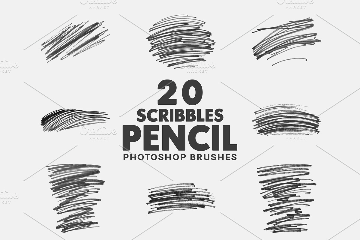 20 Pencil Scribbles Brushes, a Brush Add-On by AB-TheDesigner (Photo 1 of 4)