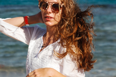 close-up portrait of a beautiful young brunette girl with long h, a Person Photo by TanaCh