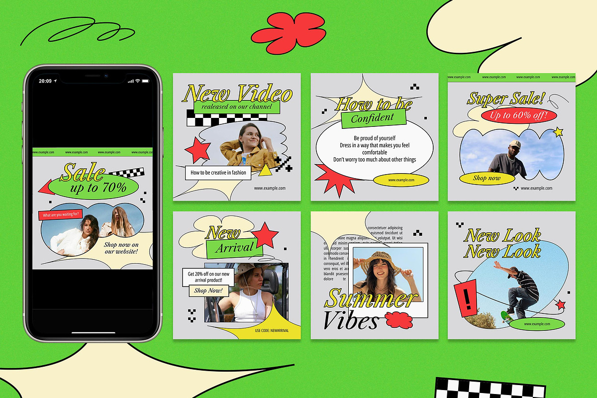 Green Fashion Instagram Set, a Social Media Template by Aiyari Graphic (Photo 2 of 5)