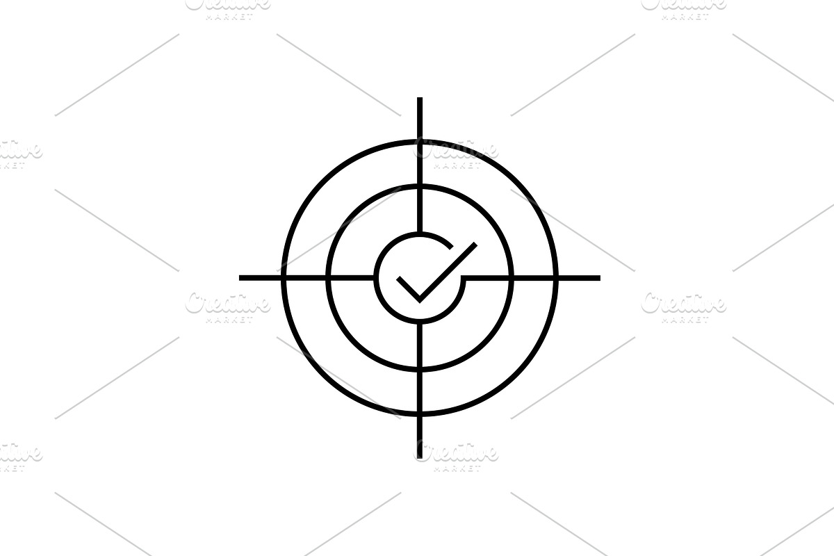 Check mark inside target line icon, an Outline Icon by Saggitarius