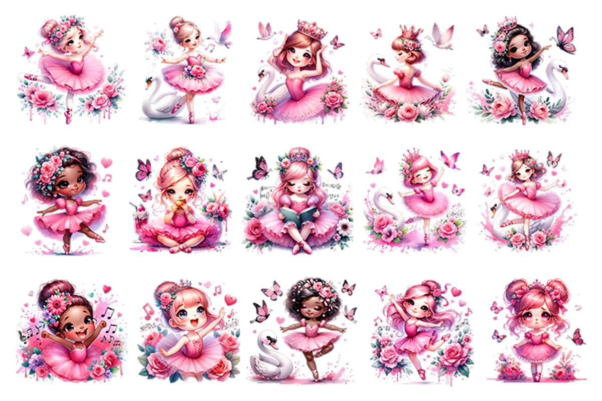 Watercolor Pink Ballerina Clipart, a Person Illustration by Creative Arslan (Photo 2 of 10)