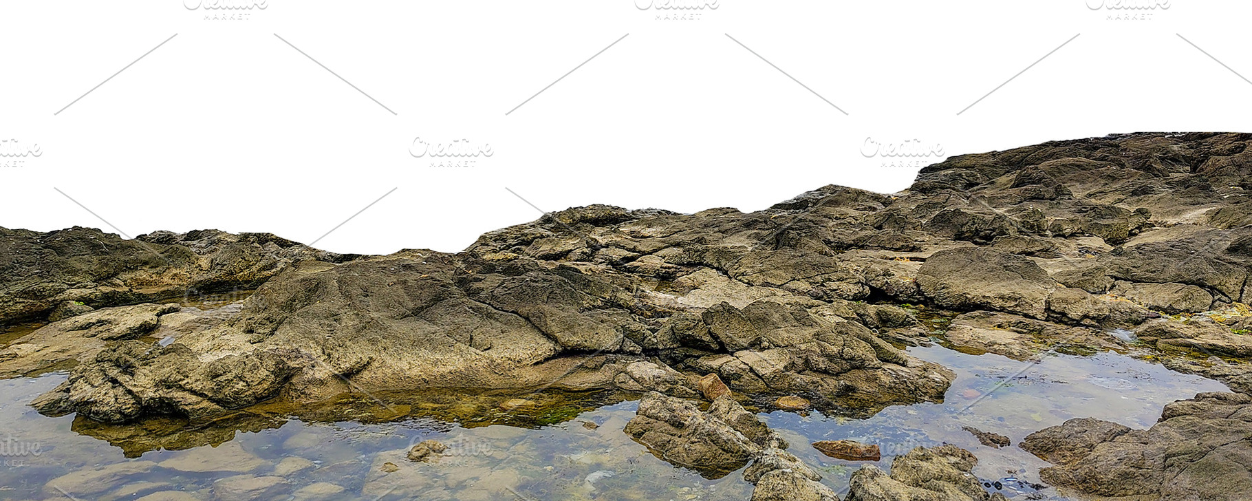 Rocks with puddles of water isolated photo, a Nature Photo by DanFLCreativo