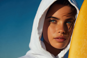 Surfer girl prepares for the waves, a Photo by Beautiful things