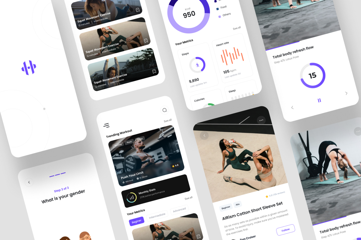 Workout - Fitness App UI Kit, an UI Kit Template by iDoodle Studio (Photo 3 of 4)