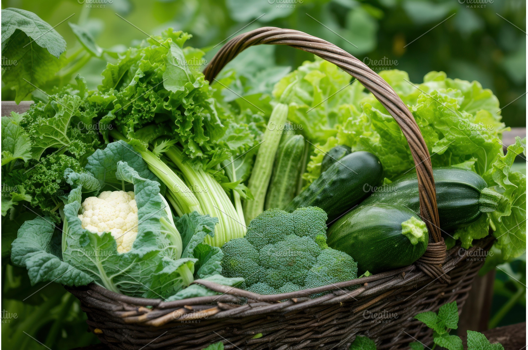Nutritious Basket green vegetables, a Food & Drink Photo by Ylivdesign