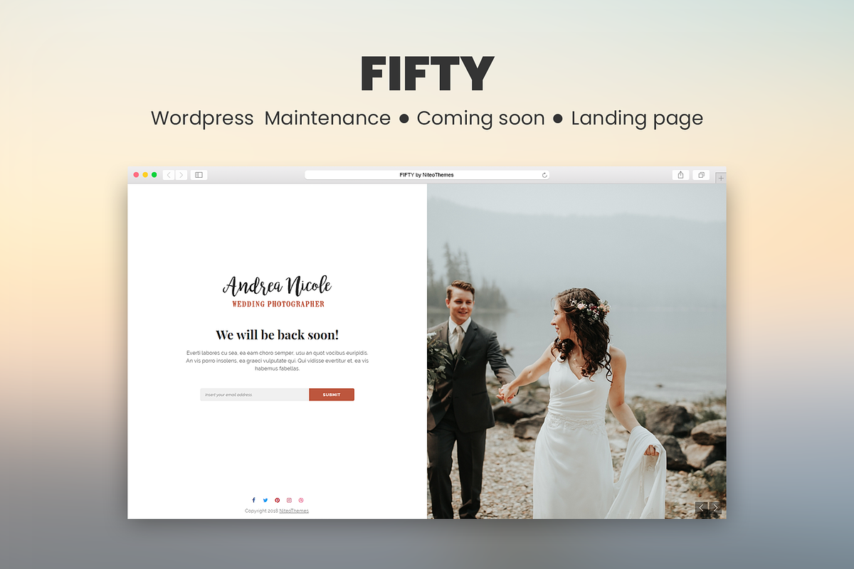 CMP Fifty - Maintenance Landing Page, a WordPress Template by NiteoThemes (Photo 1 of 6)