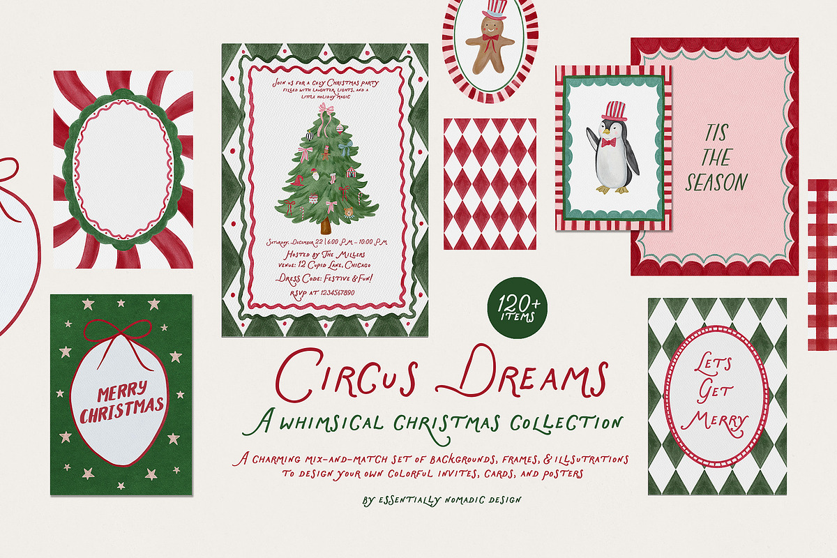 Christmas Circus Cliparts & Frames, an Object Graphic by Essentially Nomadic (Photo 1 of 9)