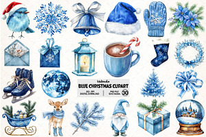 Blue Christmas Clipart, an Illustration by Pixels.Craft