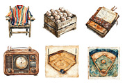 Vintage Baseball Game Day Clipart, an Illustration by CreationArt (Thumbnail 4 of 5)