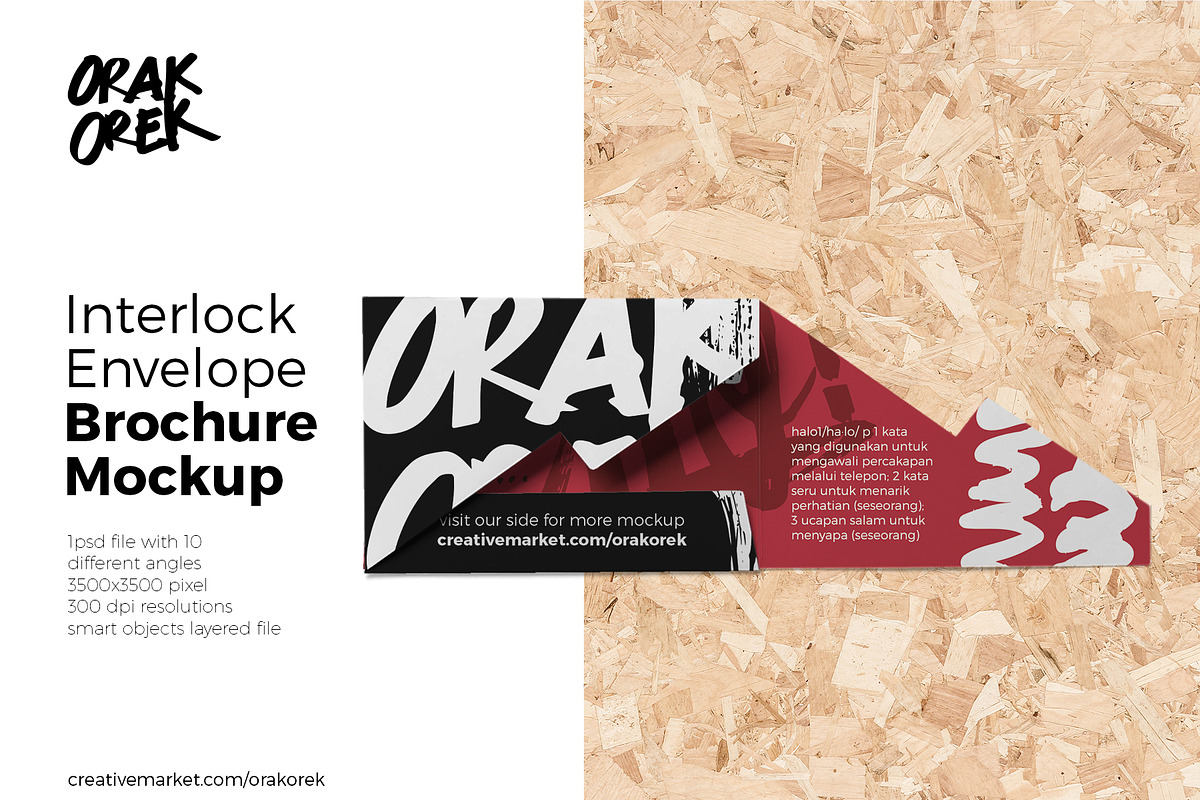 Interlock Envelope Brochure Mockup, a Print Template by Orak Orek (Photo 1 of 8)