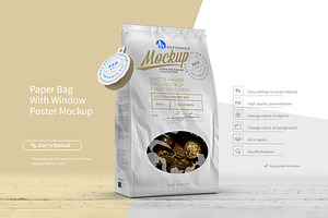 Paper Bag With Window Poster Mockup