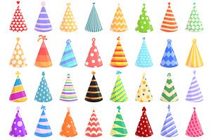 Party hats icon, cartoon style, an Object Illustration by Ylivdesign