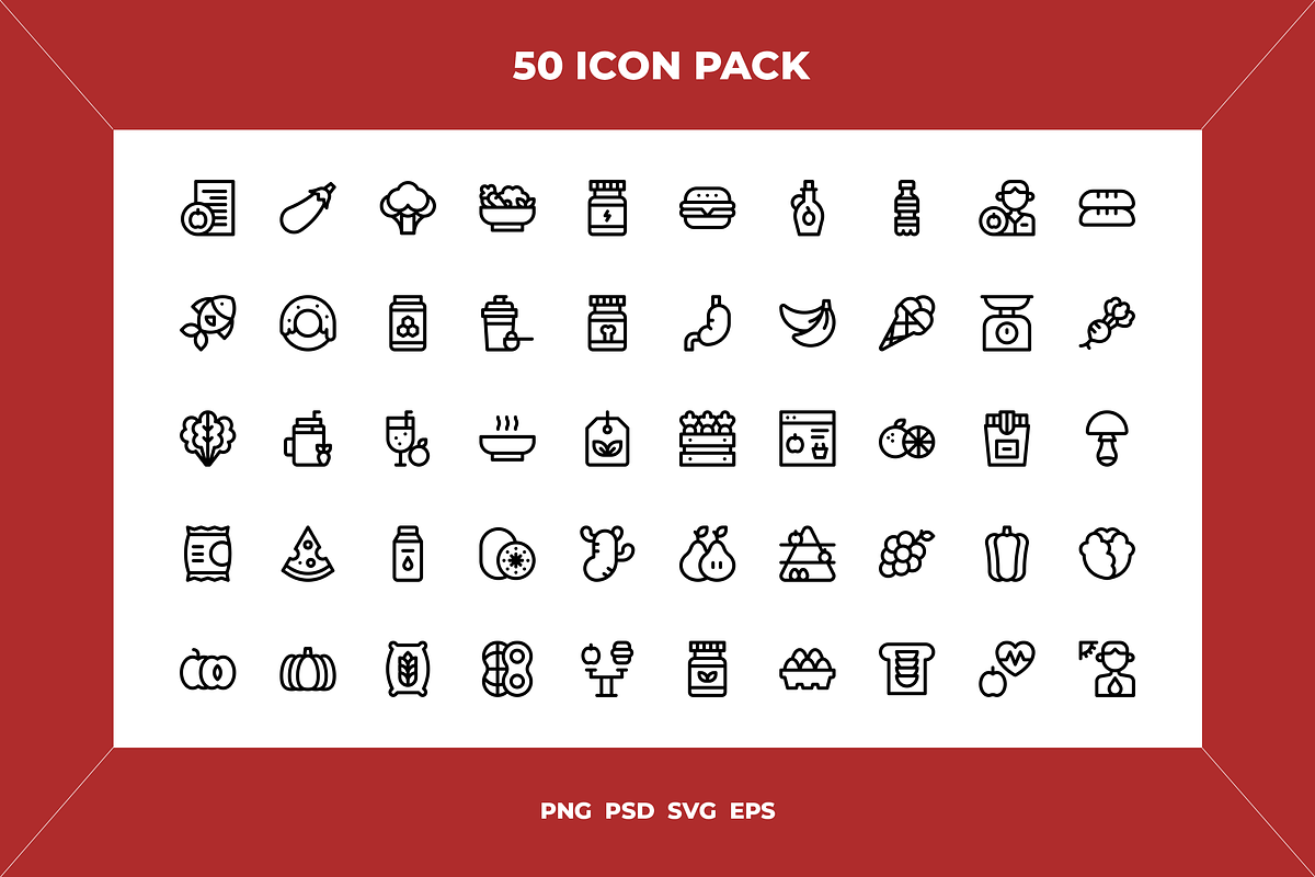 Nutrition icons, an Outline Icon by Wencory (Photo 1 of 2)