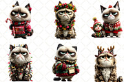Grumpy Christmas Cat Clipart, an Illustration by Black Bird Studio (Thumbnail 7 of 7)