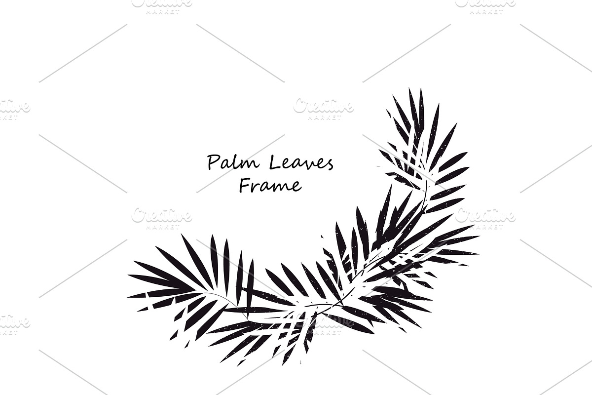 Tropical leaves foliage wreath frame, an Object Illustration by Toltemara