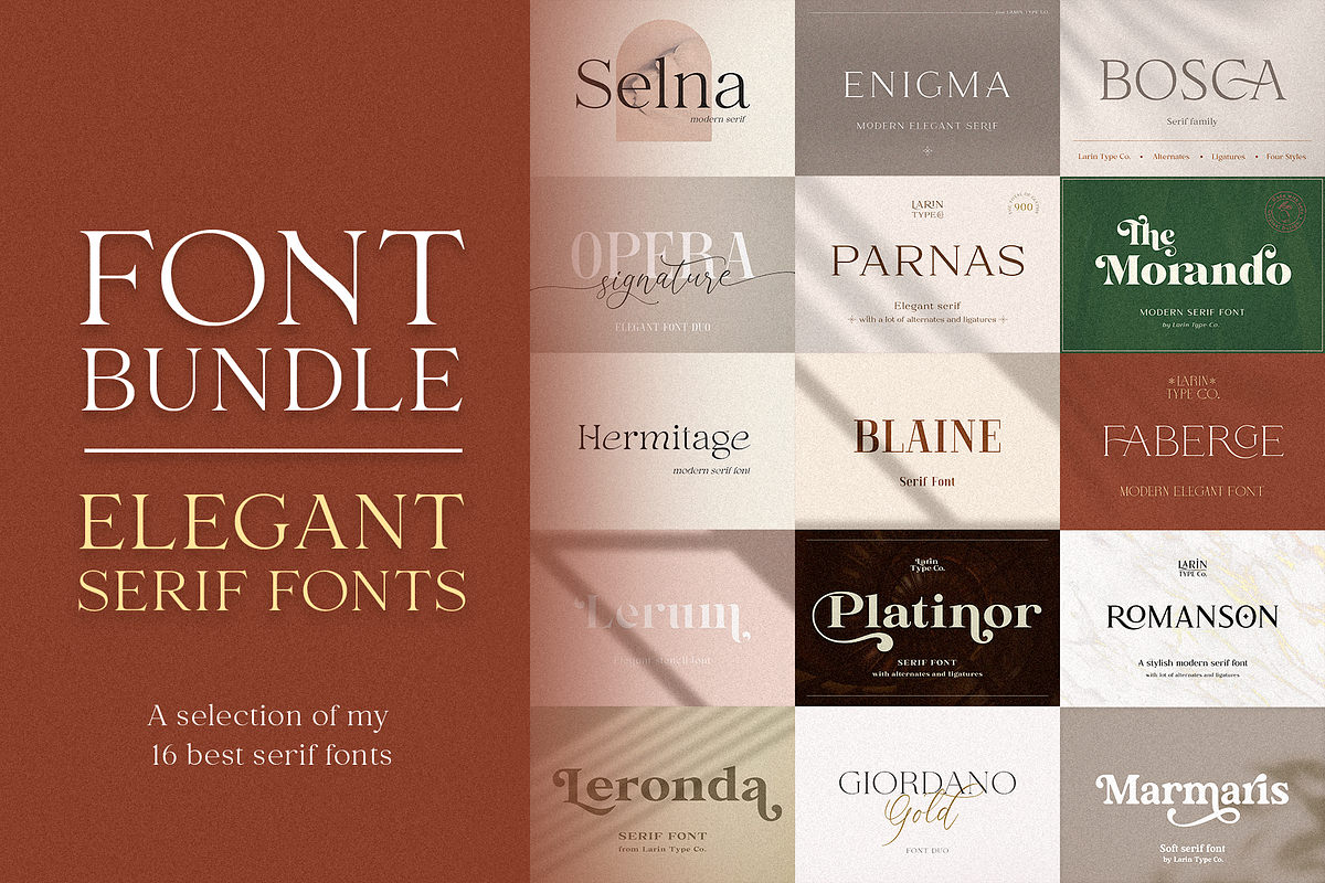 Elegant Serif Bundle, a Serif Font by Larin Type Co. (Photo 1 of 18)