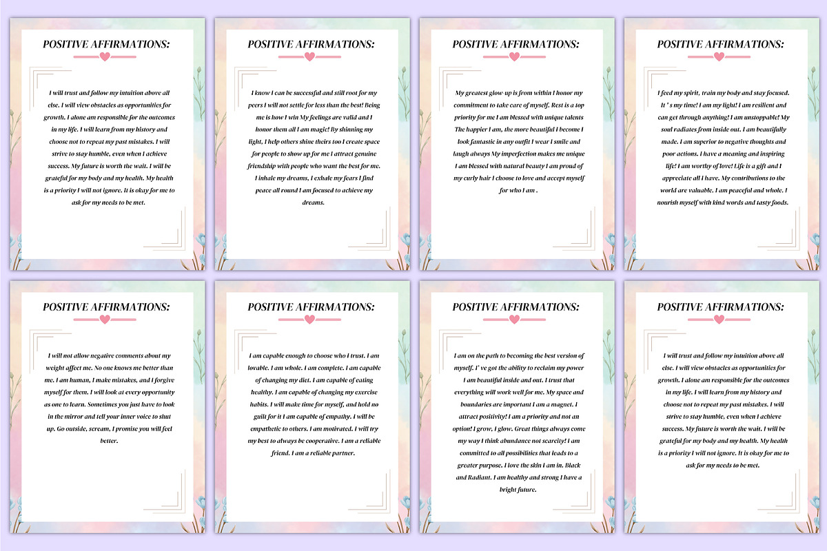 1000 Positive Affirmations For Women, a Stationery Template by Mustafiz (Photo 5 of 8)