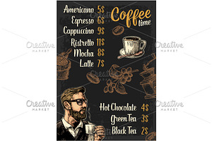 Cafe Menu Coffee Drink With Price