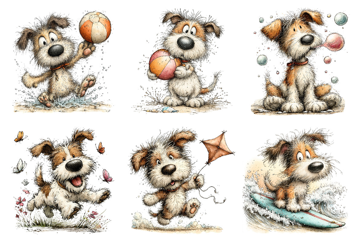 Whimsical Summer Dogs Clipart, an Illustration by Dream Creation (Photo 3 of 6)