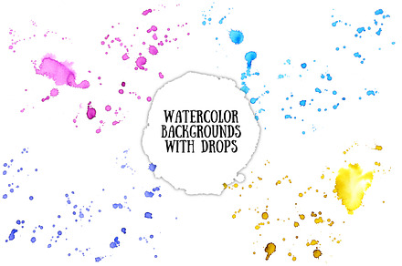 Watercolor backgrounds with drops