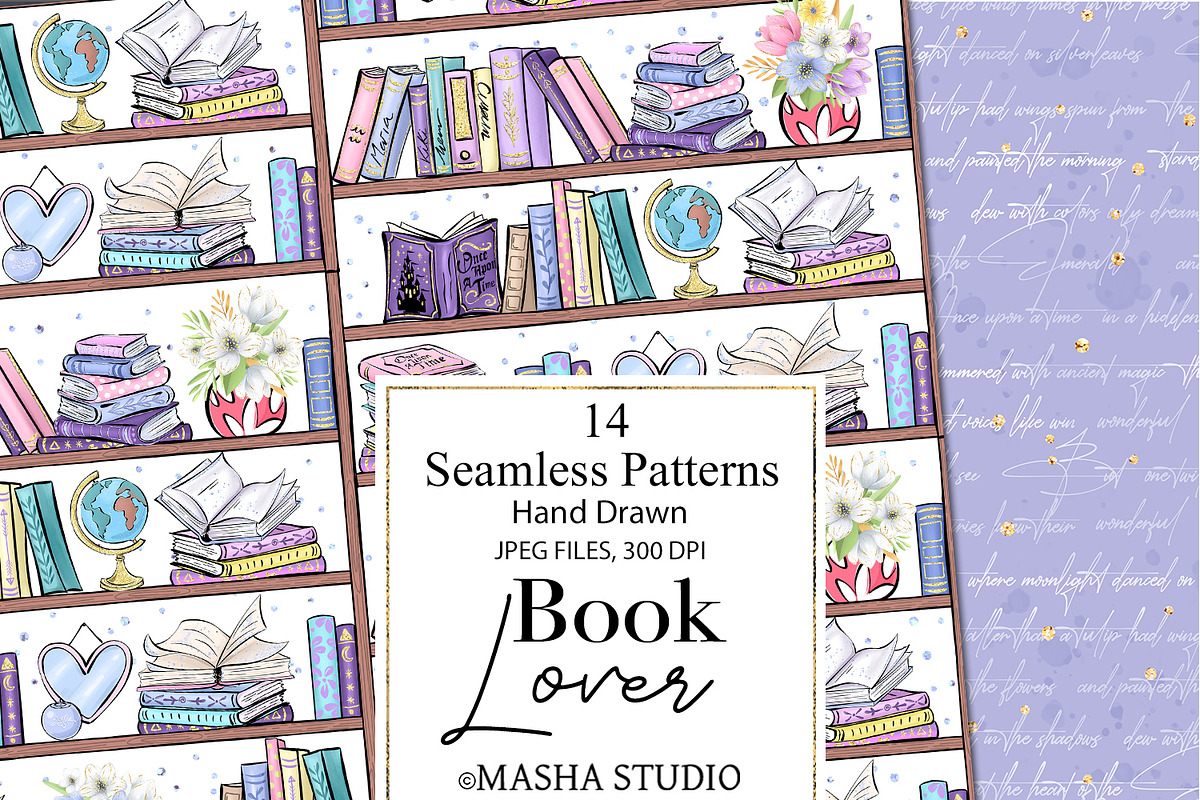 Book Lover Seamless Paper Pack, a Pattern Graphic by Masha  Studio (Photo 6 of 9)